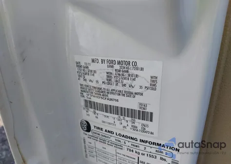 2012 Ford F-150 Lariat from USA, damaged, VIN 1FTFW1EF5CFA26705